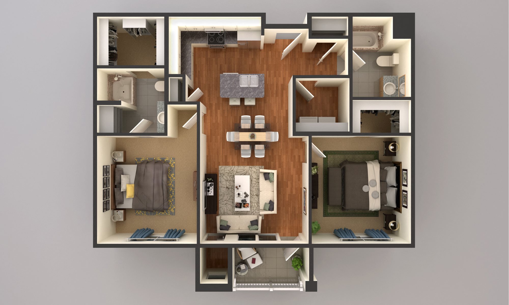 image of 2 bedroom floor plan